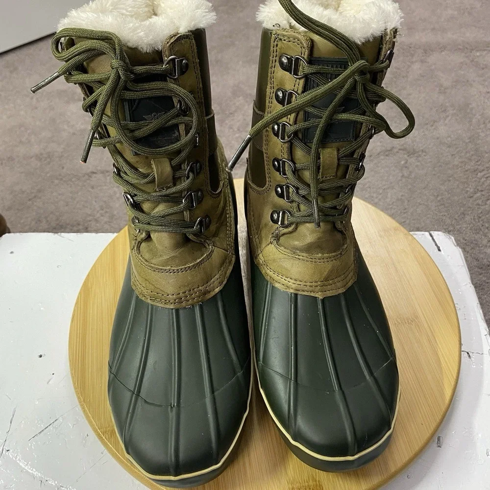 Creative Recreation Women's Leather Duck Boots in Tan / Green Size 10 US Fauxfur